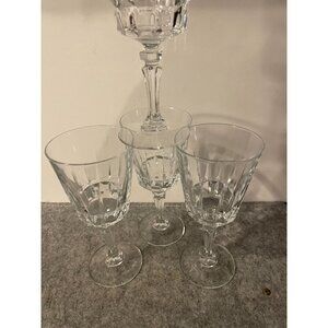 4 Vintage Cristal D' Anques - Durand Chantelle Cut Crystal 4.5" Sherry Glasses #